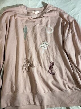 Vintage threads Women Pink Western Graphic Sweatshirt